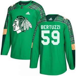 Youth Authentic Chicago Blackhawks Tyler Bertuzzi Green St. Patrick's Day Practice Official Adidas Jersey