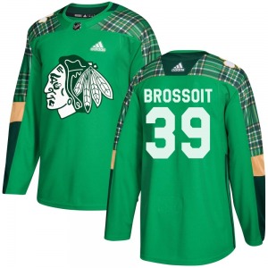 Youth Authentic Chicago Blackhawks Laurent Brossoit Green St. Patrick's Day Practice Official Adidas Jersey