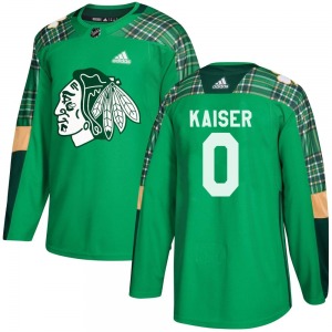 Youth Authentic Chicago Blackhawks Wyatt Kaiser Green St. Patrick's Day Practice Official Adidas Jersey