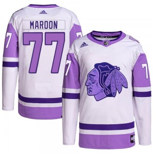 Youth Authentic Chicago Blackhawks Pat Maroon White/Purple Hockey Fights Cancer Primegreen Official Adidas Jersey