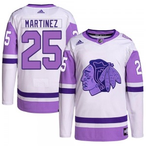 Youth Authentic Chicago Blackhawks Alec Martinez White/Purple Hockey Fights Cancer Primegreen Official Adidas Jersey