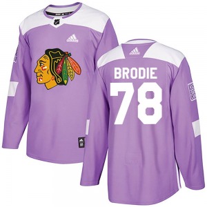 Youth Authentic Chicago Blackhawks TJ Brodie Purple Fights Cancer Practice Official Adidas Jersey