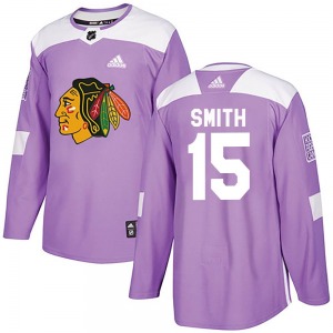 Youth Authentic Chicago Blackhawks Craig Smith Purple Fights Cancer Practice Official Adidas Jersey