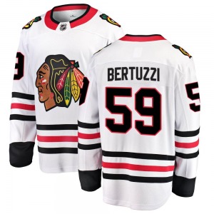 Adult Breakaway Chicago Blackhawks Tyler Bertuzzi White Away Official Fanatics Branded Jersey