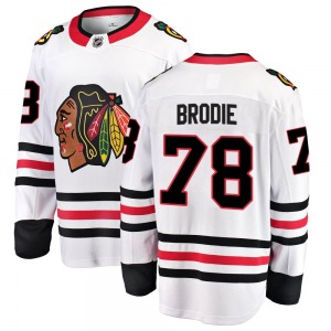 Adult Breakaway Chicago Blackhawks TJ Brodie White Away Official Fanatics Branded Jersey