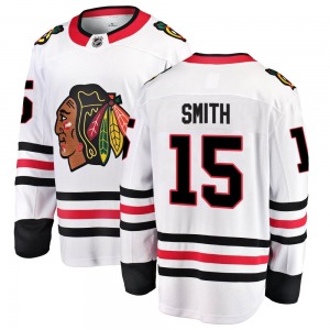 Adult Breakaway Chicago Blackhawks Craig Smith White Away Official Fanatics Branded Jersey