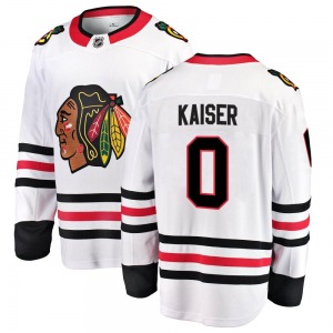 Adult Breakaway Chicago Blackhawks Wyatt Kaiser White Away Official Fanatics Branded Jersey