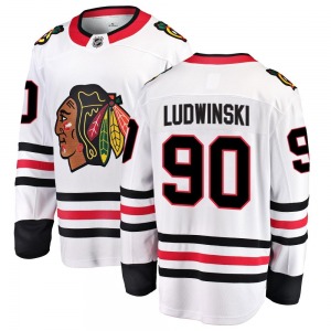 Adult Breakaway Chicago Blackhawks Paul Ludwinski White Away Official Fanatics Branded Jersey