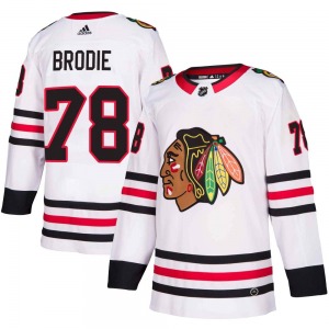 Youth Authentic Chicago Blackhawks TJ Brodie White Away Official Adidas Jersey