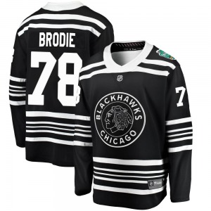 Adult Breakaway Chicago Blackhawks TJ Brodie Black 2019 Winter Classic Official Fanatics Branded Jersey