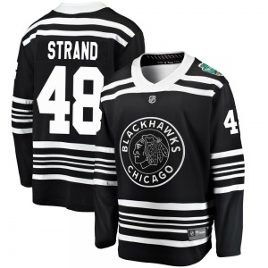 Adult Breakaway Chicago Blackhawks Austin Strand Black 2019 Winter Classic Official Fanatics Branded Jersey