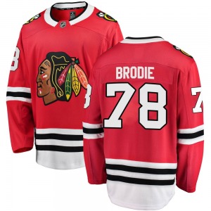 Youth Breakaway Chicago Blackhawks TJ Brodie Red Home Official Fanatics Branded Jersey