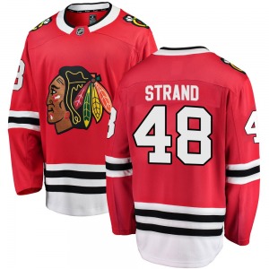 Youth Breakaway Chicago Blackhawks Austin Strand Red Home Official Fanatics Branded Jersey