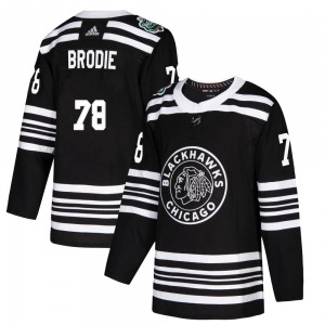 Adult Authentic Chicago Blackhawks TJ Brodie Black 2019 Winter Classic Official Adidas Jersey