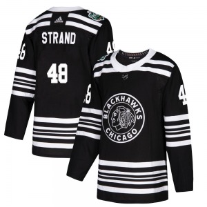 Adult Authentic Chicago Blackhawks Austin Strand Black 2019 Winter Classic Official Adidas Jersey