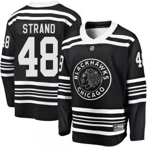 Adult Premier Chicago Blackhawks Austin Strand Black Breakaway Alternate 2019/20 Official Fanatics Branded Jersey