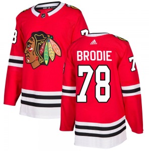 Adult Authentic Chicago Blackhawks TJ Brodie Red Home Official Adidas Jersey