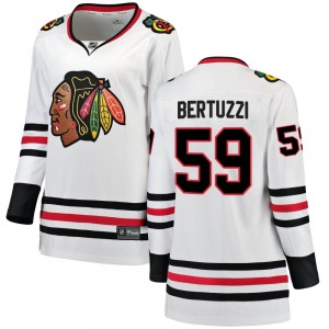 Women's Breakaway Chicago Blackhawks Tyler Bertuzzi White Away Official Fanatics Branded Jersey