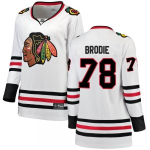 Women's Breakaway Chicago Blackhawks TJ Brodie White Away Official Fanatics Branded Jersey