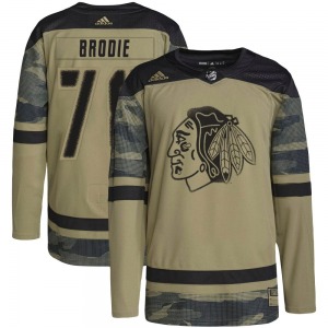 Youth Authentic Chicago Blackhawks TJ Brodie Camo Military Appreciation Practice Official Adidas Jersey