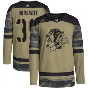 Youth Authentic Chicago Blackhawks Laurent Brossoit Camo Military Appreciation Practice Official Adidas Jersey