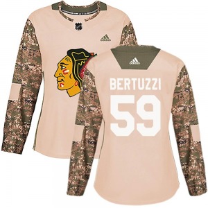 Women's Authentic Chicago Blackhawks Tyler Bertuzzi Camo adidas Veterans Day Practice Official Jersey