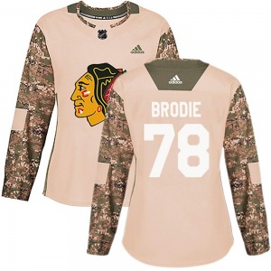 Women's Authentic Chicago Blackhawks TJ Brodie Camo adidas Veterans Day Practice Official Jersey