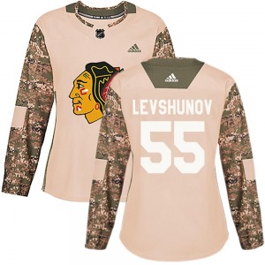 Women's Authentic Chicago Blackhawks Artyom Levshunov Camo adidas Veterans Day Practice Official Jersey