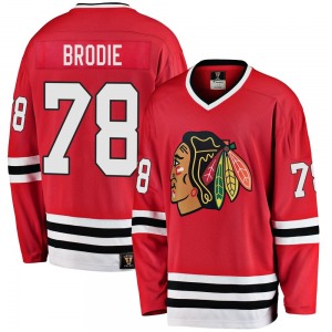 Youth Premier Chicago Blackhawks TJ Brodie Red Breakaway Heritage Official Fanatics Branded Jersey