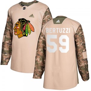 Youth Authentic Chicago Blackhawks Tyler Bertuzzi Camo Veterans Day Practice Official Adidas Jersey