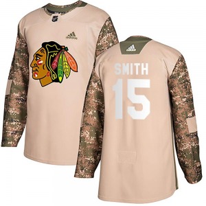 Youth Authentic Chicago Blackhawks Craig Smith Camo Veterans Day Practice Official Adidas Jersey