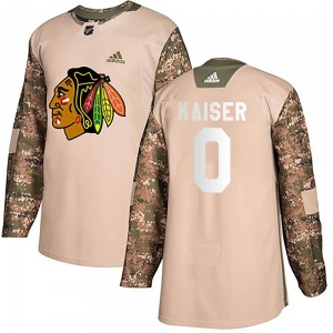 Youth Authentic Chicago Blackhawks Wyatt Kaiser Camo Veterans Day Practice Official Adidas Jersey