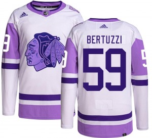 Adult Authentic Chicago Blackhawks Tyler Bertuzzi Hockey Fights Cancer Official Adidas Jersey