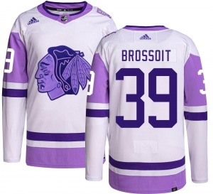 Adult Authentic Chicago Blackhawks Laurent Brossoit Hockey Fights Cancer Official Adidas Jersey