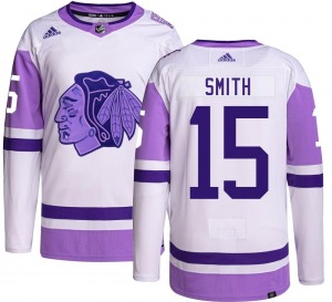 Adult Authentic Chicago Blackhawks Craig Smith Hockey Fights Cancer Official Adidas Jersey