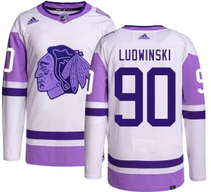 Adult Authentic Chicago Blackhawks Paul Ludwinski Hockey Fights Cancer Official Adidas Jersey