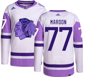 Adult Authentic Chicago Blackhawks Pat Maroon Hockey Fights Cancer Official Adidas Jersey