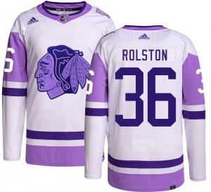 Adult Authentic Chicago Blackhawks Ryder Rolston Hockey Fights Cancer Official Adidas Jersey