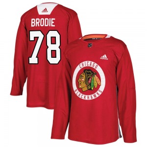 Youth Authentic Chicago Blackhawks TJ Brodie Red Home Practice Official Adidas Jersey