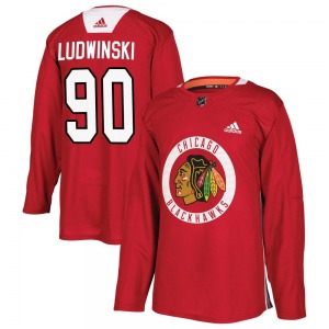 Youth Authentic Chicago Blackhawks Paul Ludwinski Red Home Practice Official Adidas Jersey