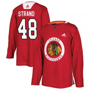 Youth Authentic Chicago Blackhawks Austin Strand Red Home Practice Official Adidas Jersey