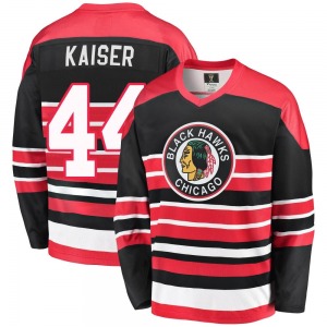 Adult Premier Chicago Blackhawks Wyatt Kaiser Red/Black Breakaway Heritage Official Fanatics Branded Jersey