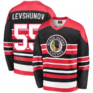 Adult Premier Chicago Blackhawks Artyom Levshunov Red/Black Breakaway Heritage Official Fanatics Branded Jersey