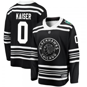 Youth Breakaway Chicago Blackhawks Wyatt Kaiser Black 2019 Winter Classic Official Fanatics Branded Jersey