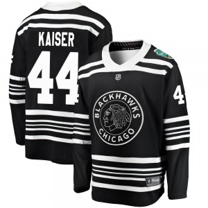 Youth Breakaway Chicago Blackhawks Wyatt Kaiser Black 2019 Winter Classic Official Fanatics Branded Jersey