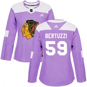 Women's Authentic Chicago Blackhawks Tyler Bertuzzi Purple Fights Cancer Practice Official Adidas Jersey