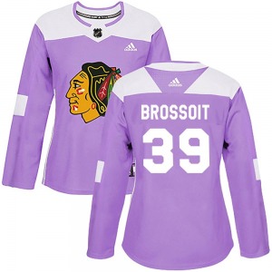 Women's Authentic Chicago Blackhawks Laurent Brossoit Purple Fights Cancer Practice Official Adidas Jersey