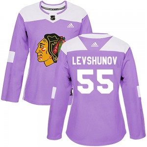 Women's Authentic Chicago Blackhawks Artyom Levshunov Purple Fights Cancer Practice Official Adidas Jersey