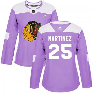 Women's Authentic Chicago Blackhawks Alec Martinez Purple Fights Cancer Practice Official Adidas Jersey