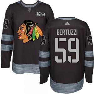 Adult Authentic Chicago Blackhawks Tyler Bertuzzi Black 1917-2017 100th Anniversary Official Jersey